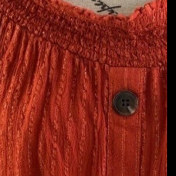 Crown & Ivy Blouse rust with gold threading elastic boat neck women’s XL - Picture 11 of 13